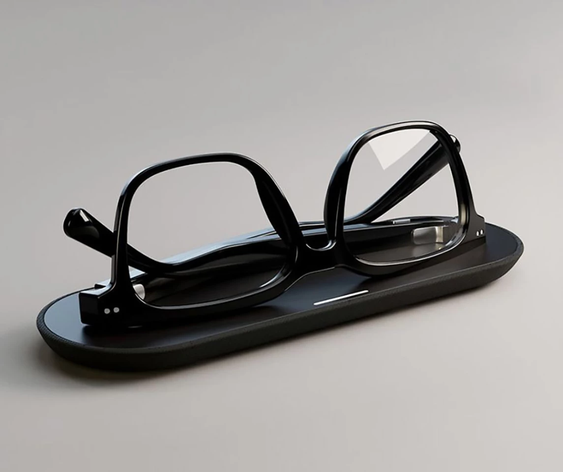 An included wireless charging pad juices up the glasses fully in 3 hours, for up to 8 hours of continuous use