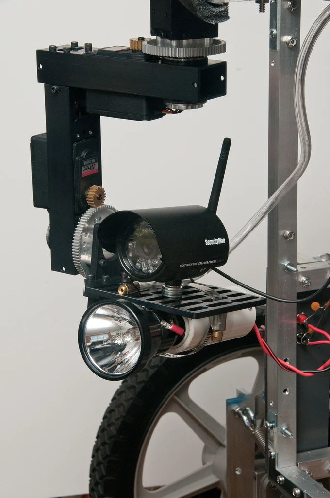 Pan and tilt servo mechanism of Norris Labs' PatrolBot Mark II