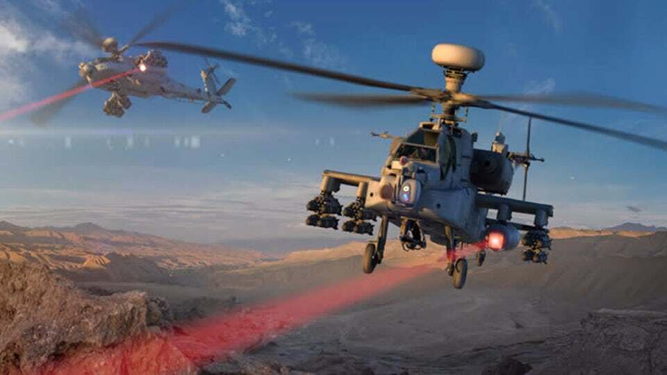 Artist's concept of a helicopter-mounted laser
