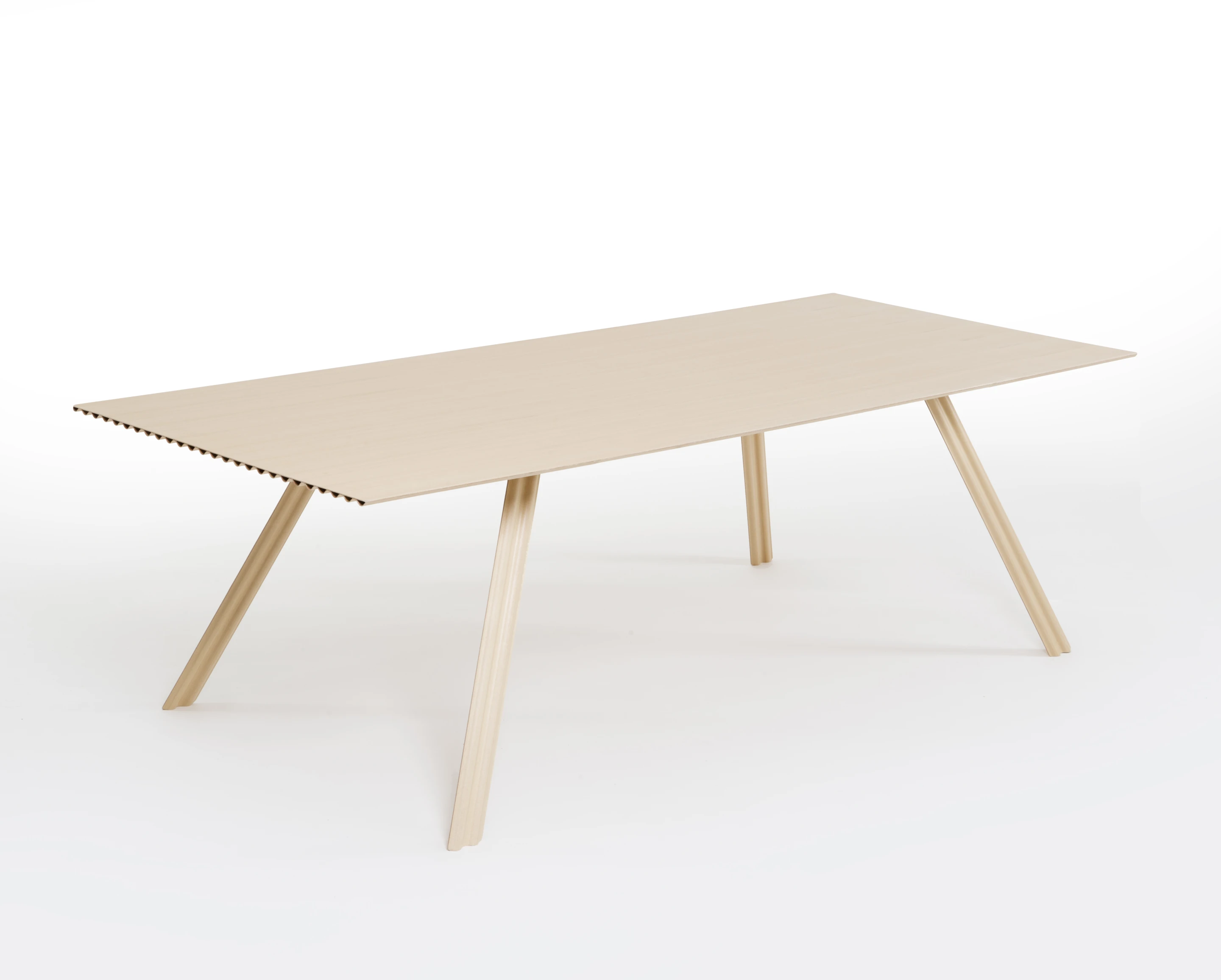 The two and half meter/ 8.2 ft long table is made from 0.8mm (0.03 inch) thick Canadian Spruce aircraft plywood