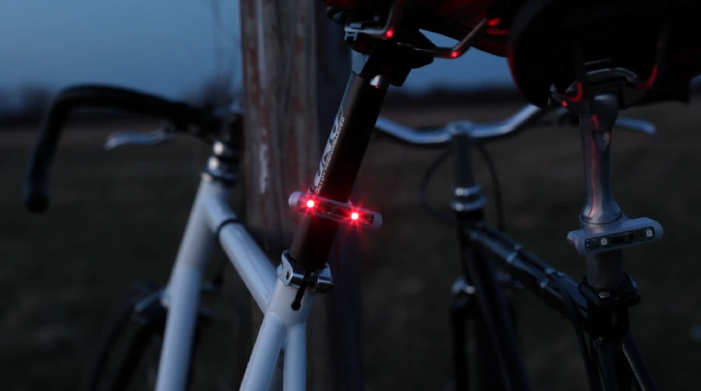 The Blink/Steady Bike Light automatically comes on once it's dark enough for a light to be required, and the bicycle is in motion