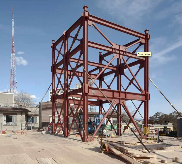 The Bullitt Center's steel core rises up from the fifth floor (Photo: John Stamets)