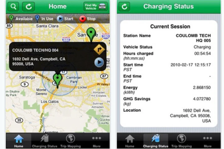 The ChargePoint iPhone app enables EV drivers to locate available charging stations.