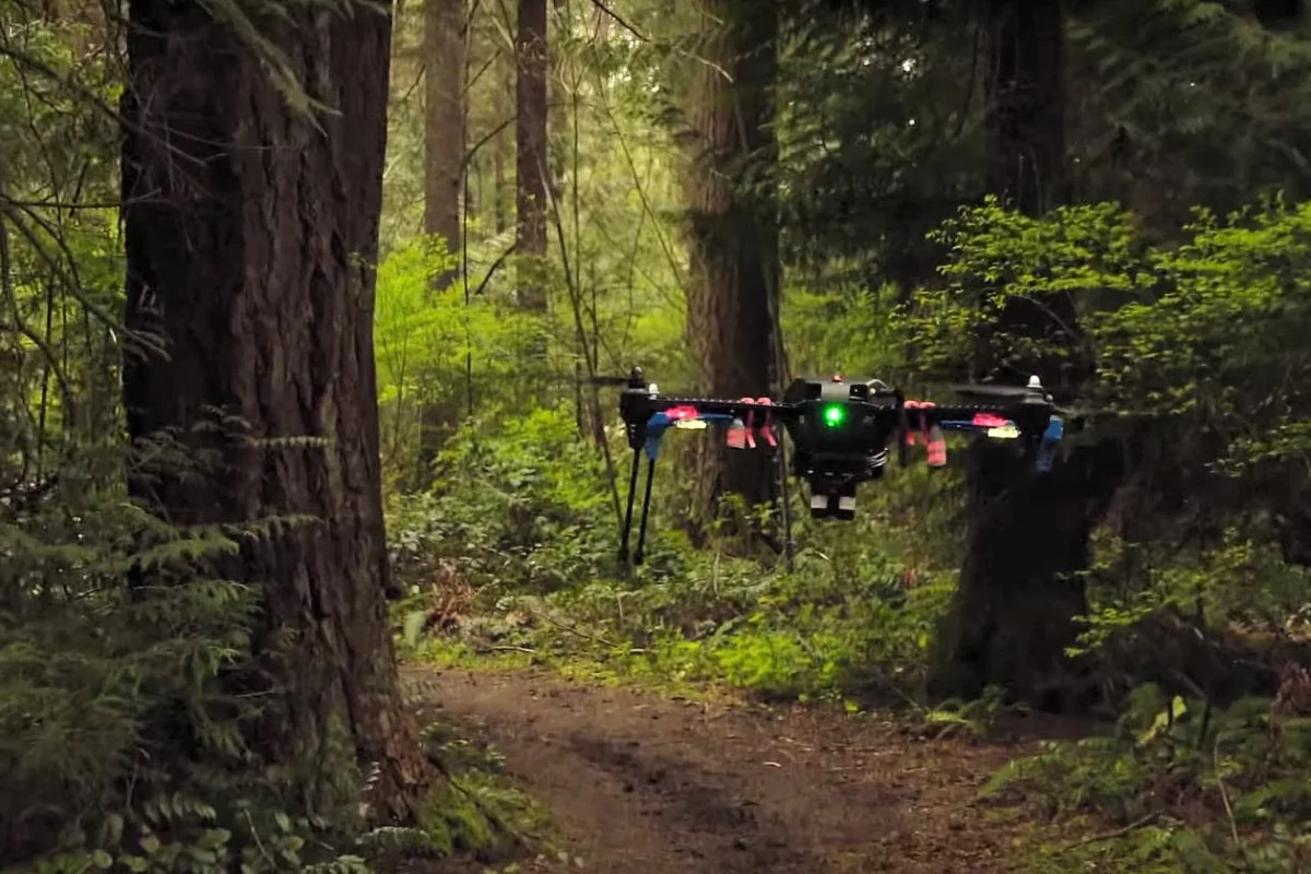 The Nvidia drone uses camera and deep learning to understand and navigate its way down a forest trail
