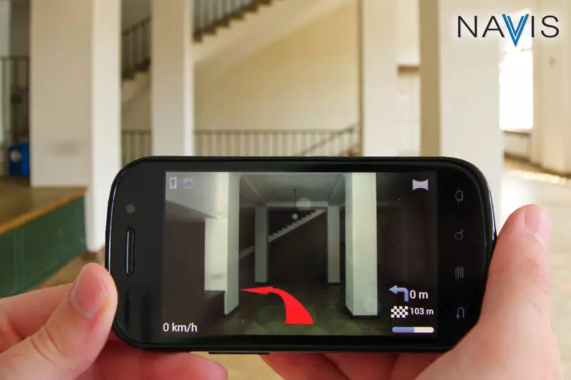 The NAVVIS interface on a user's smartphone