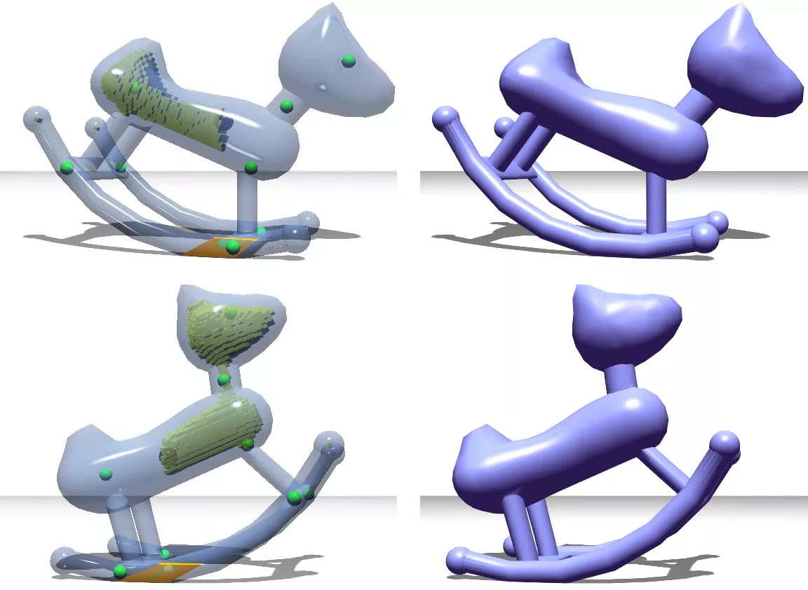 Make It Stand changes a toy rocking horse's balance by modifying its internal void