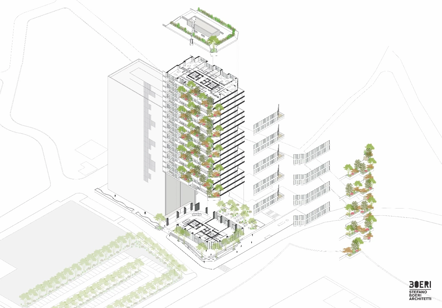 Architectural drawing of the Vertical Forest of Tirana