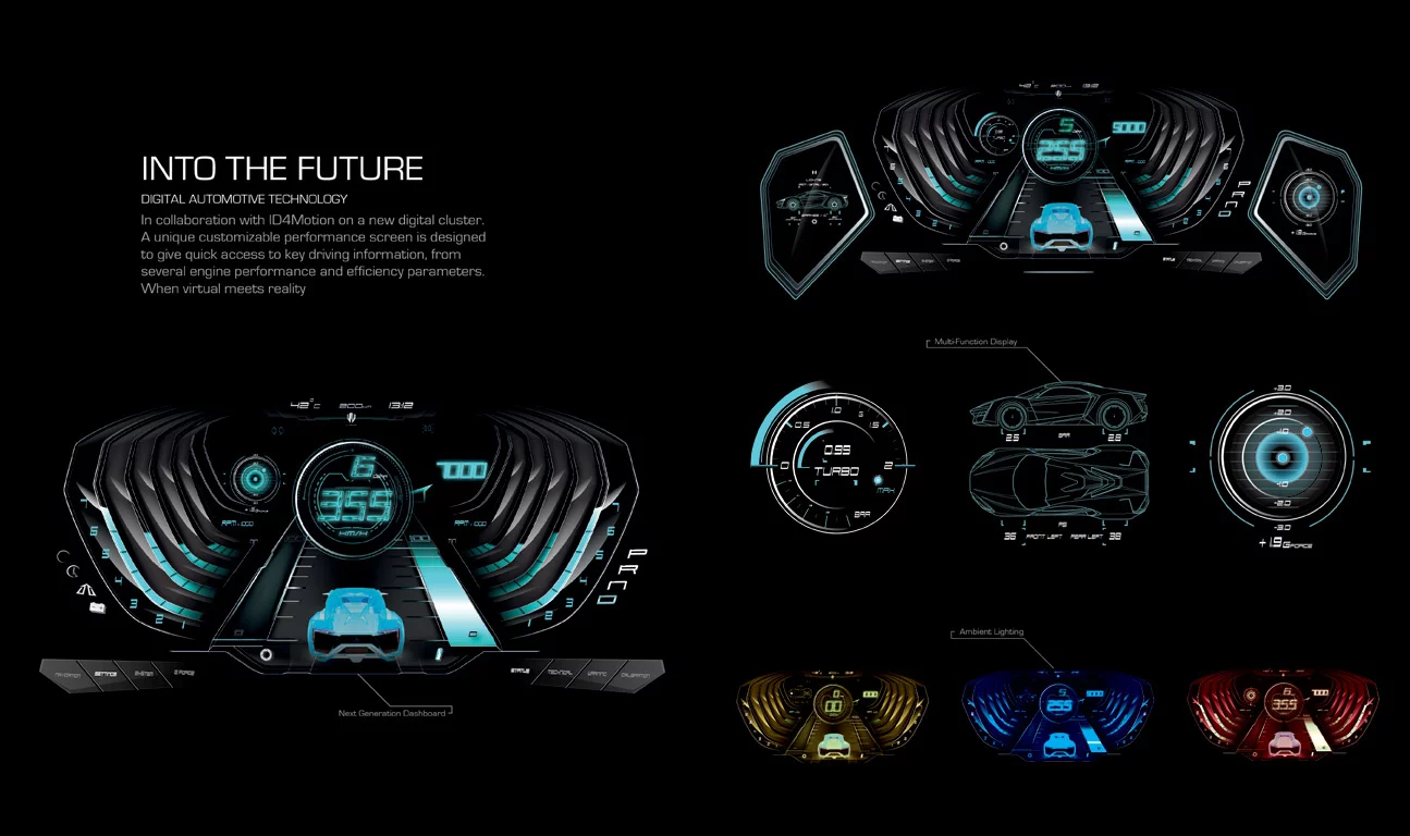 The Lykan Hypersport's digital instrument cluster