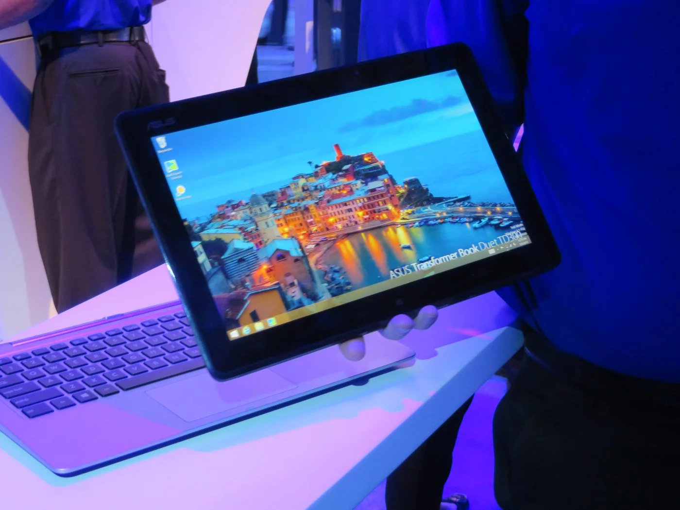 The Transformer Book Duet is a large tablet with a docking station that adds a 1 TB hard drive