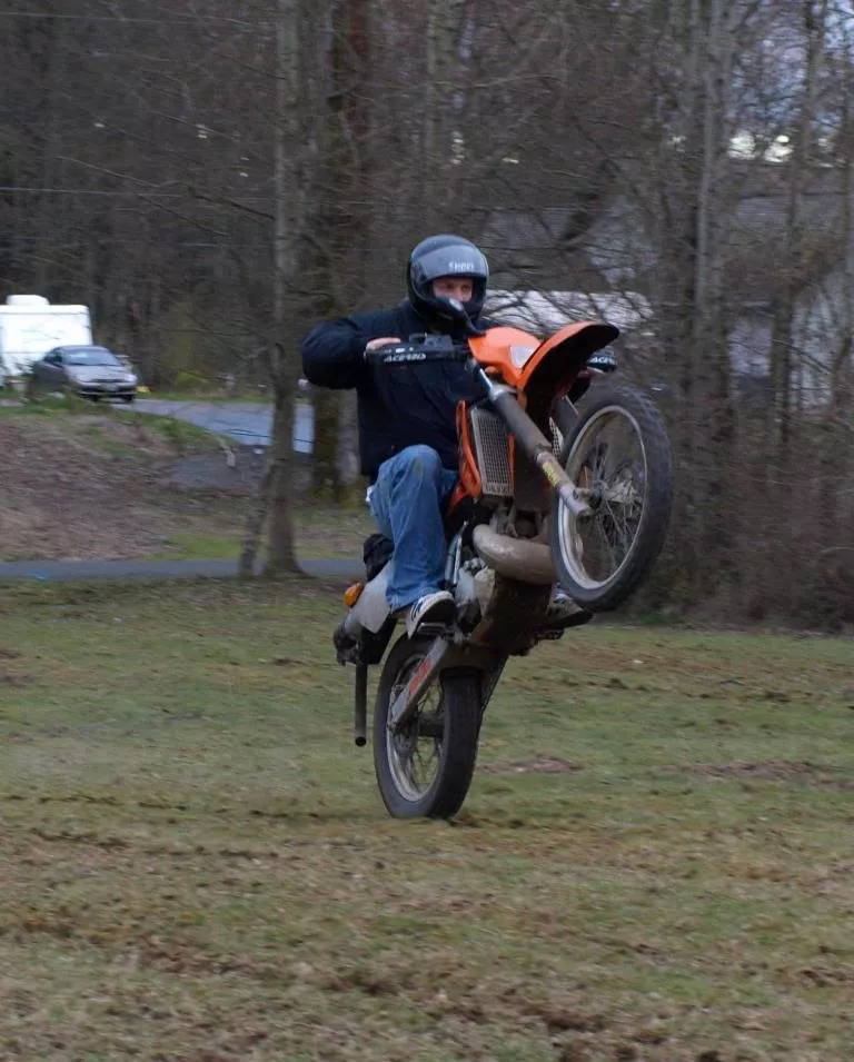 Wheelie fun on a KTM 2-stroke - Workman is a dyed-in-the-wool petrolhead who only moved to electric because of its virtually unlimited performance potential