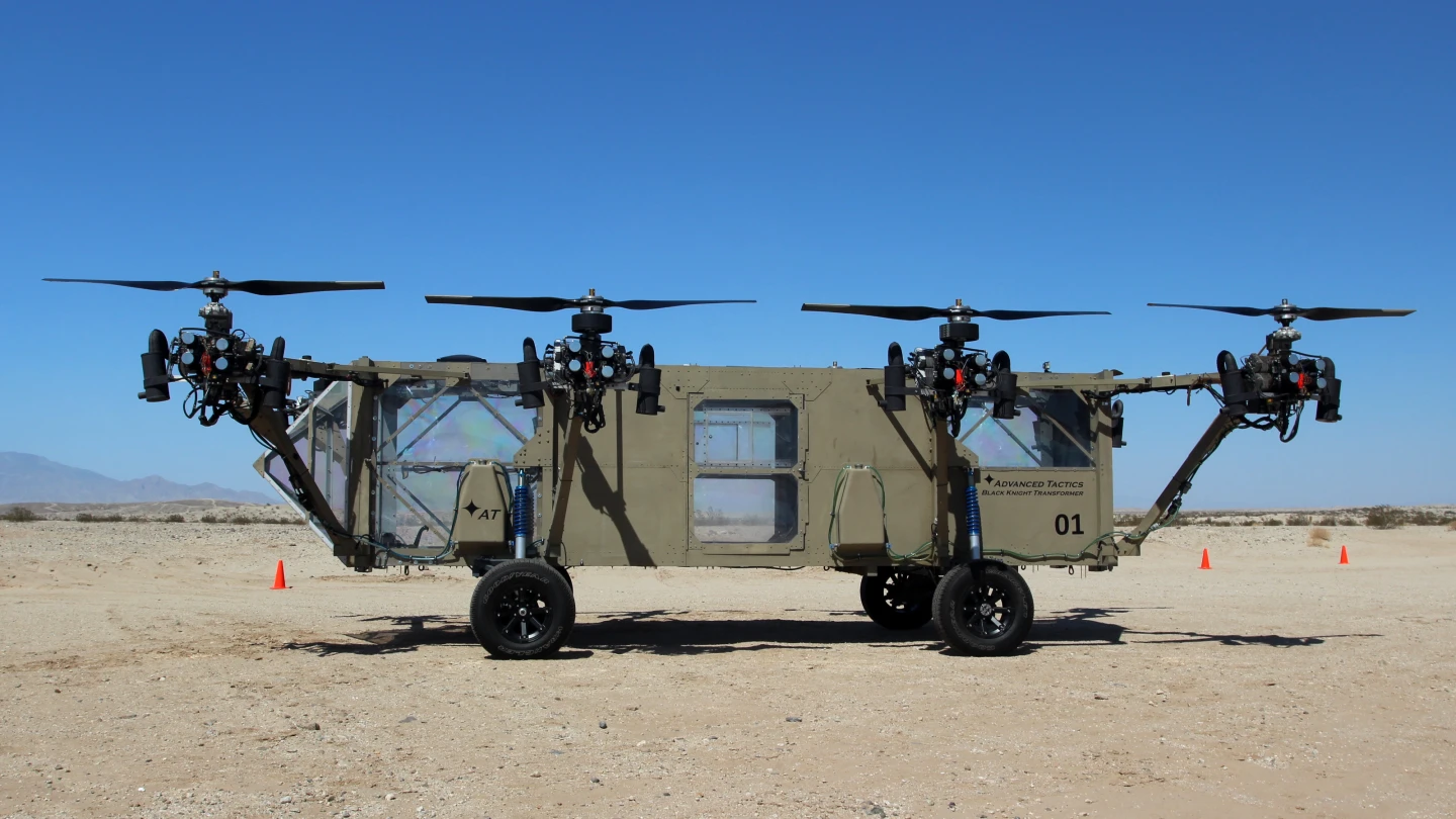The AT Black Knight Transformer has a large interior volume similar to that of a BlackHawk helicopter