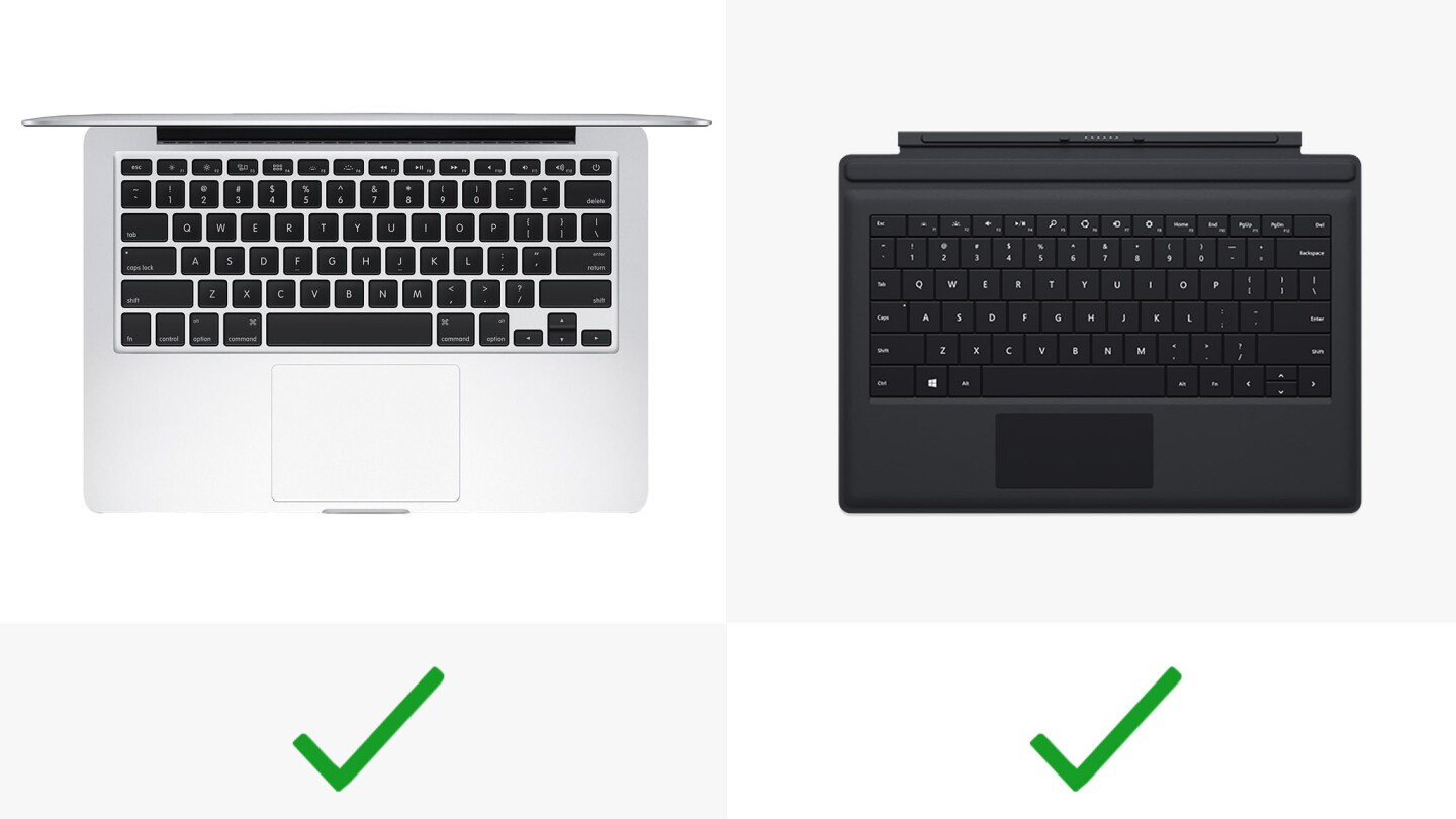 Both the Retina MacBook and Surface Pro 3 have backlit keyboards