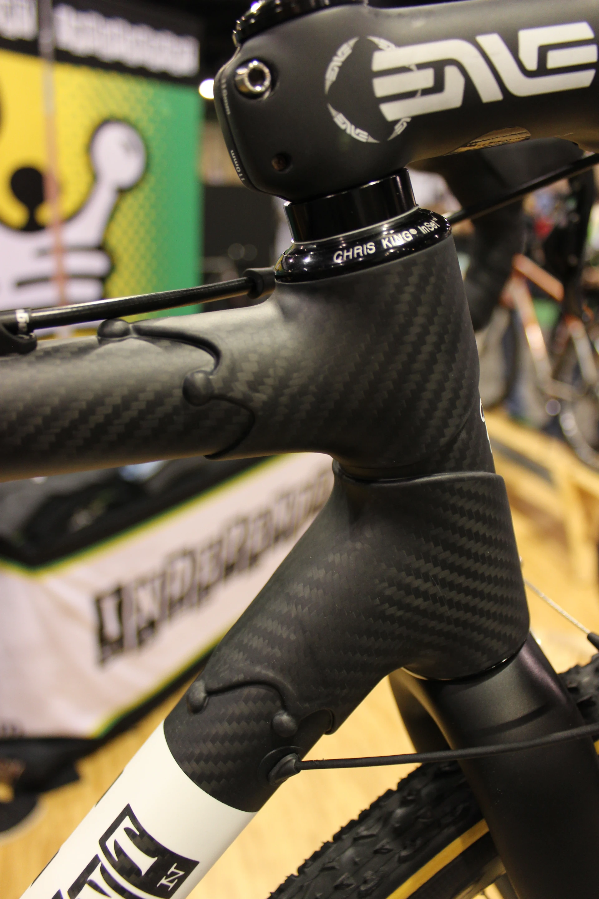 Snazzy carbon fiber lugs on a cyclocross bike made by Independent Fabrication