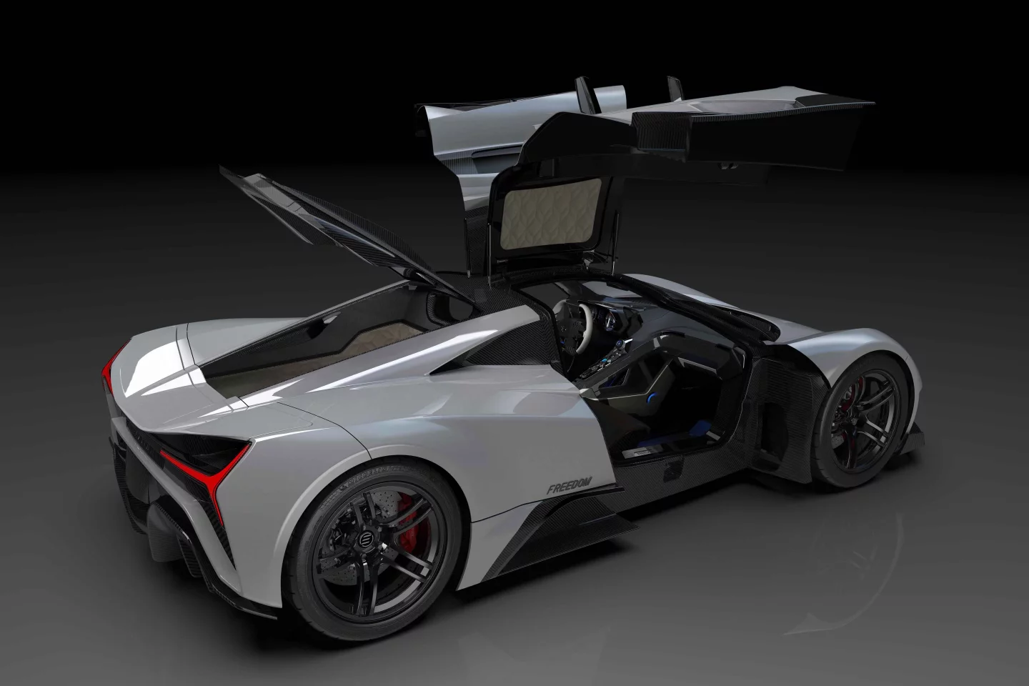 The gull-winged Elation Freedom electric hypercar makes up to 1,903 horsepower, and that's quite a decent amount