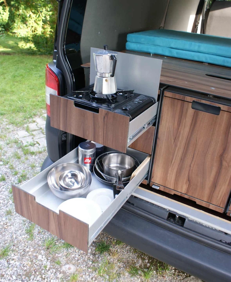 The Q Series cook module has three drawers for plenty of storage of cookware, utensils and more