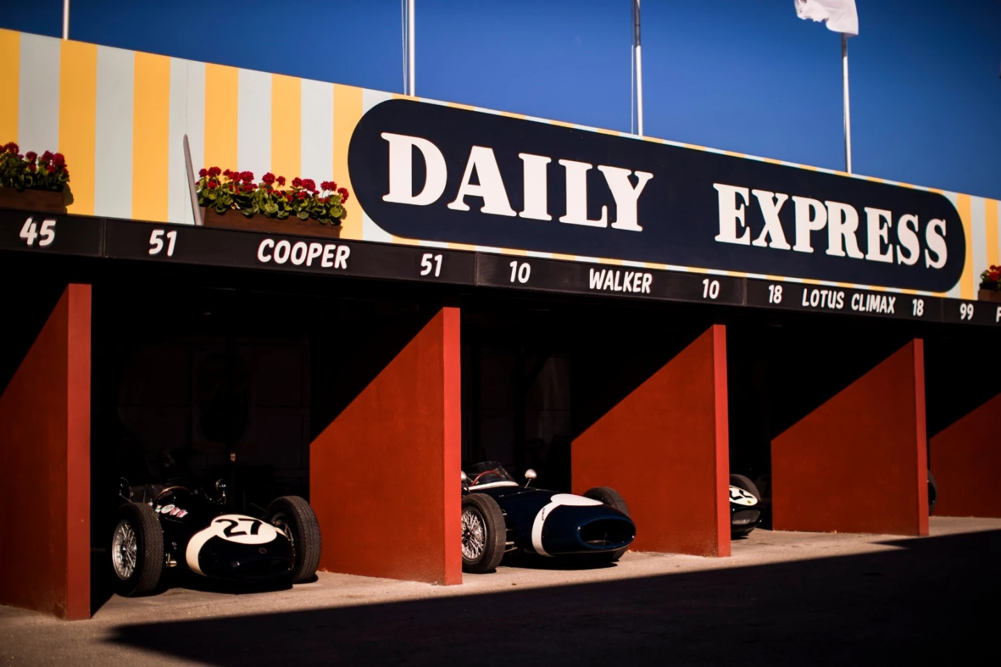The race garages at Goowood, just as they would have looked 50 years ago