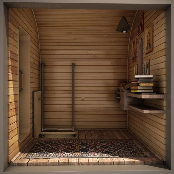 Access to each floor within the Skit is gained via ladder (Image: Dachi Papuashvili)