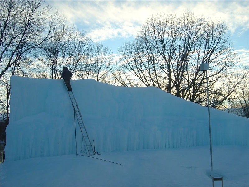Roger Hanson uses water from his home's geothermal heating system to create elaborate ice sculptures in his backyard