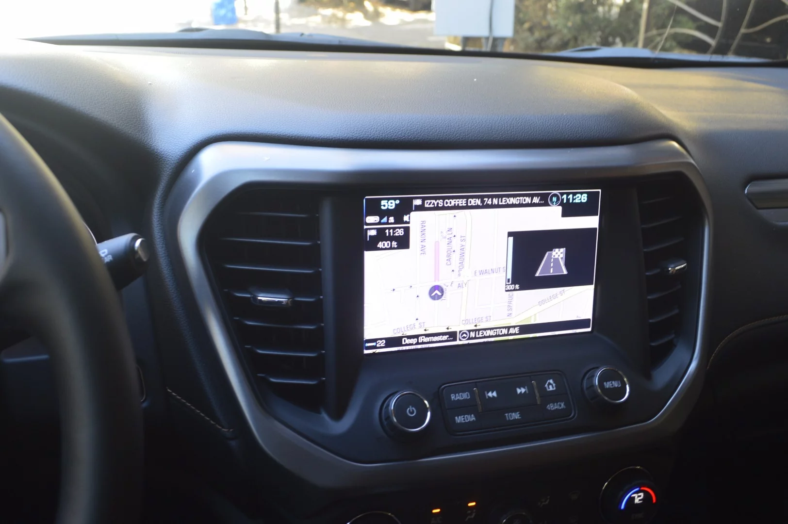The optional 8-in touchscreen infotainment with navigation. The navigation system gives plenty of warning including a countdown of the last few hundred feet