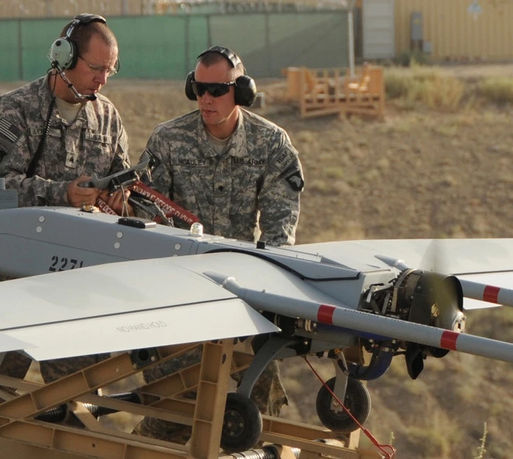 Last minute checks on the RQ-7 prior to a mission
