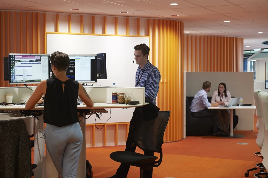 Areas in which employees can stand whilst working are provided