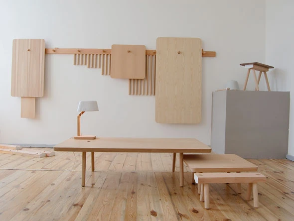 With some Wood Peg furniture built, the other components hang on the wall