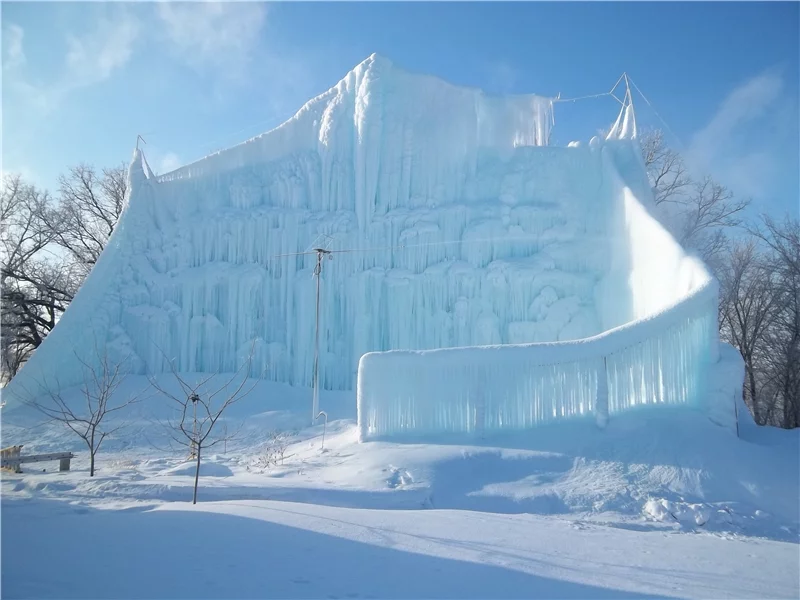 Roger Hanson uses water from his home's geothermal heating system to create elaborate ice sculptures in his backyard