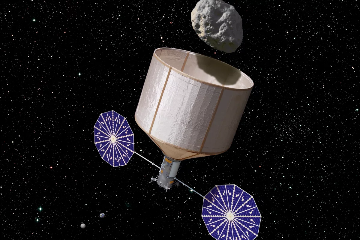 Artist's concept of the Keck asteroid capture mission (Image: Rick Sternbach / Keck Institute for Space Studies)
