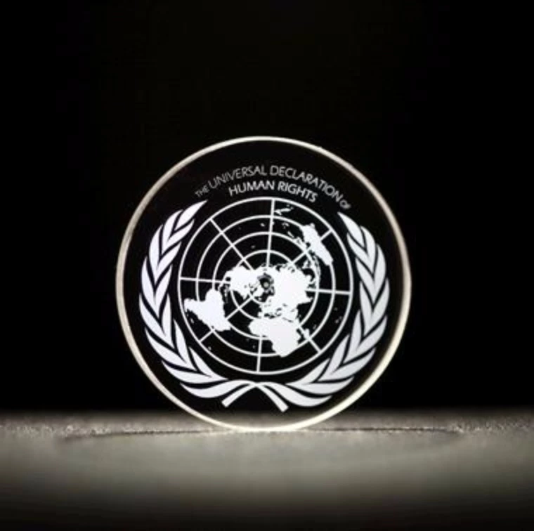 The Universal Declaration of Human Rights laser-written in glass