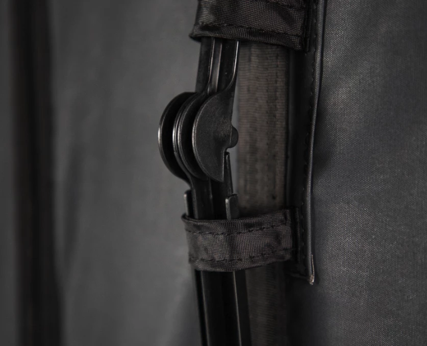 The SmartFold Hinge integrated into the Altitude frame ensures that the tent folds neatly below. the roof/cover, without the campers having to stuff the fabric in manually