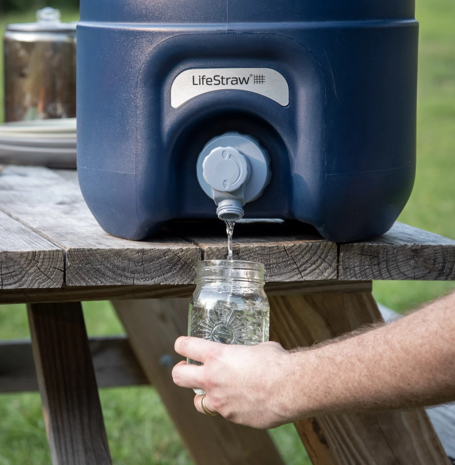 The triple-filtration system pulls out visible grit and clouding as well as microscopic organisms, delivering water that's both clear and potable