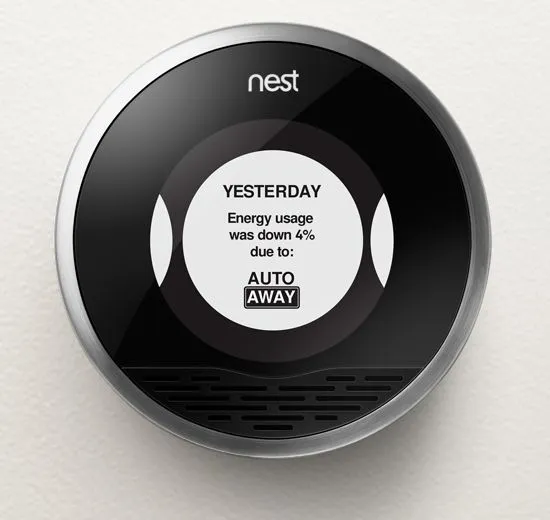 The Nest Learning Thermostat displays energy spending history