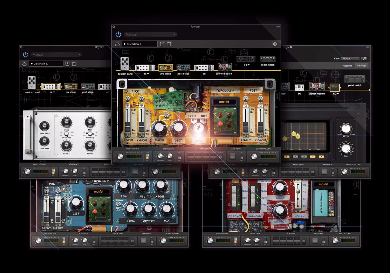The BIAS Distortion pedal works with Positive Grid's virtual pedal creation software, allowing users to design their own circuits from scratch, dive in and tweak provided or downloaded designs or tone match real world fuzz boxes