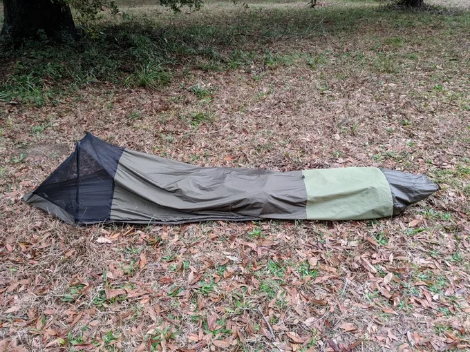 When it comes time to set up camp, the BivyPack's carbon fiber frame slides out and expands the bivy as it goes