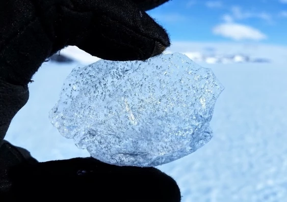 Trace gas bubbles in the ice samples collected by researchers in the Antarctic