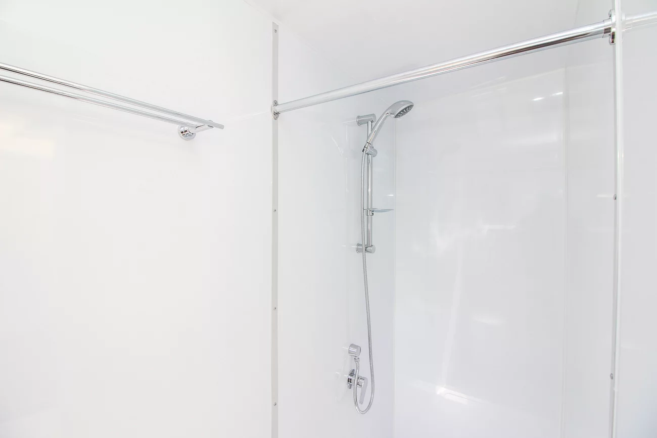 The Aero Tiny's bathroom includes a shower and toilet