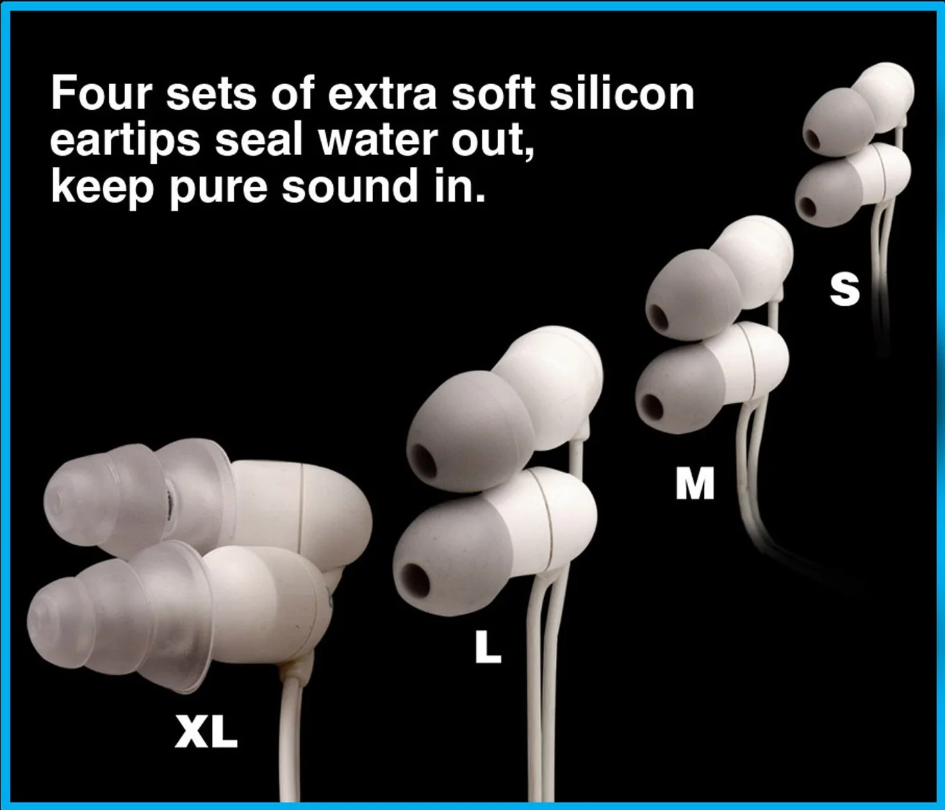 The device is shipped with a set of four silicon earphone tips