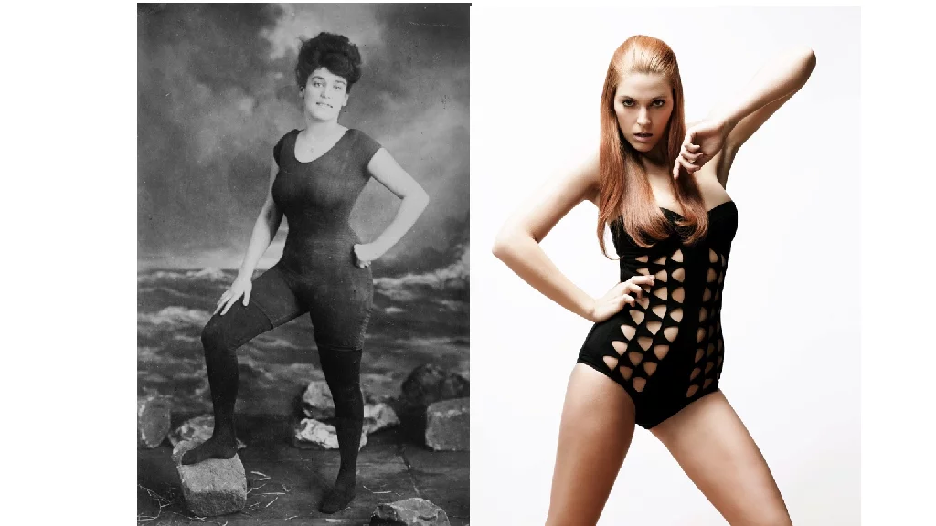 We've come a long way ... from shocking in the early 1900s (left) to blase in 2010, swimsuits, and our attitudes to them, have certainly changed (Images: Australian National Maritime Museum Collection)