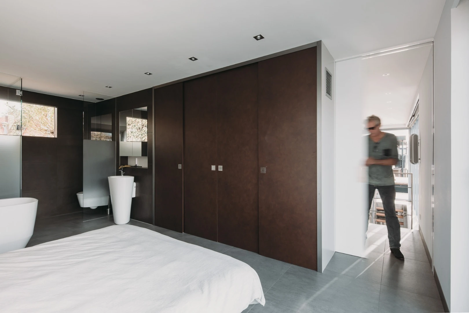 The master bedroom is full of wardrobe space and storage