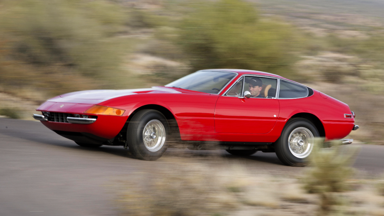 Ferrari's new 352 hp, 4-cam V12 Berlinetta was launched at the October 1968 Paris Salon, and was nicknamed the 'Daytona' in honor of the Ferrari factory team's 1-2-3 victory in the 1967 Daytona 24-Hour race. New American safety legislation deemed covered headlights illegal, so Ferrari and Pininfarina fitted retractable headlights and the even-more-streamlined 365 GTB/4 Daytona was capable of achieving 174 mph (280 km/h) in standard form.