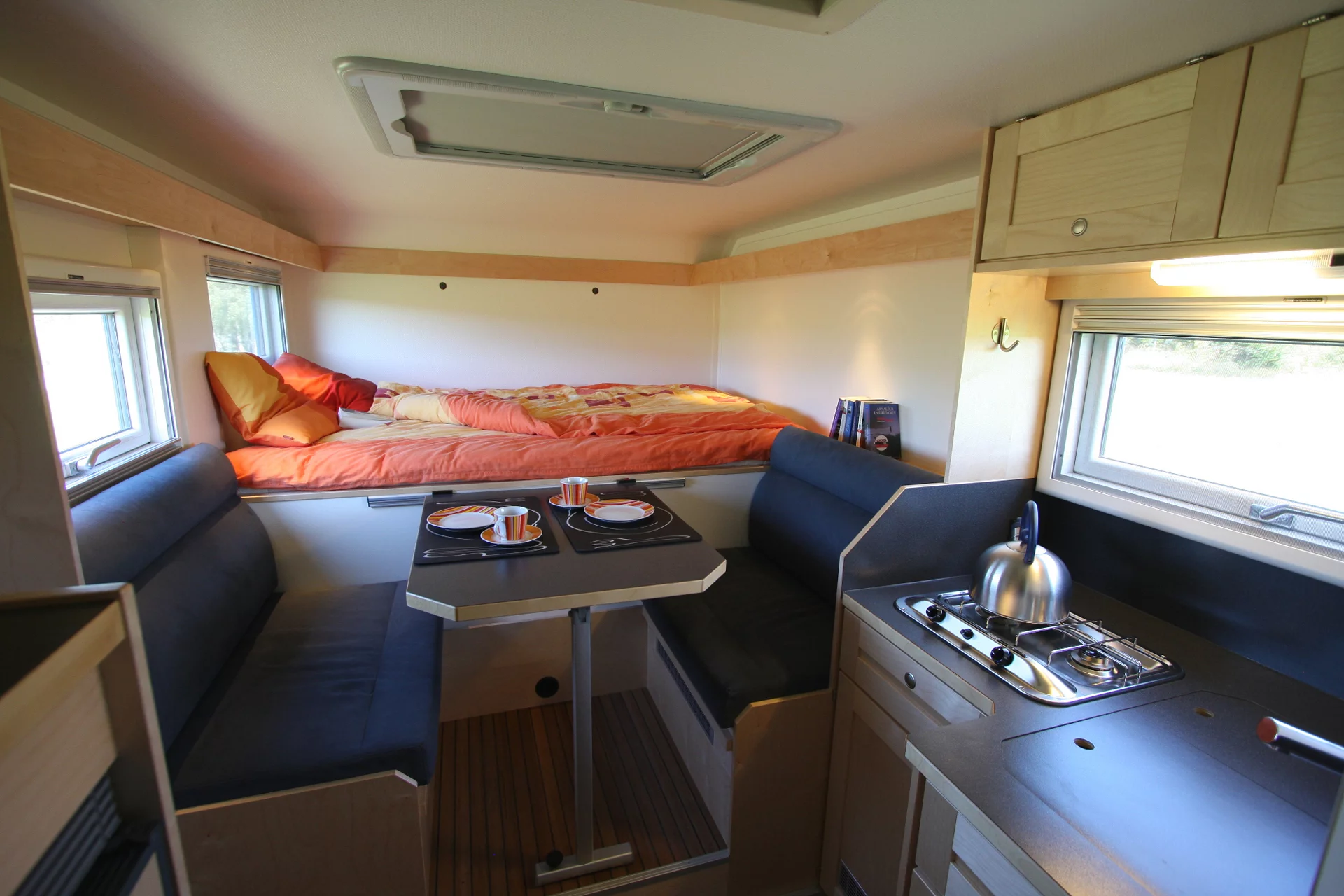 The living room and bedroom