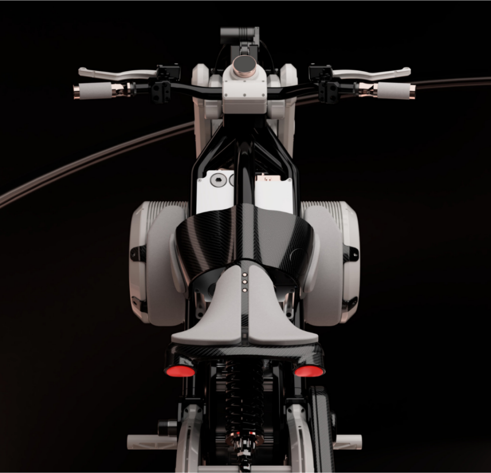 Looking down from the rider's point of view, that battery is reminiscent of a BMW boxer motor