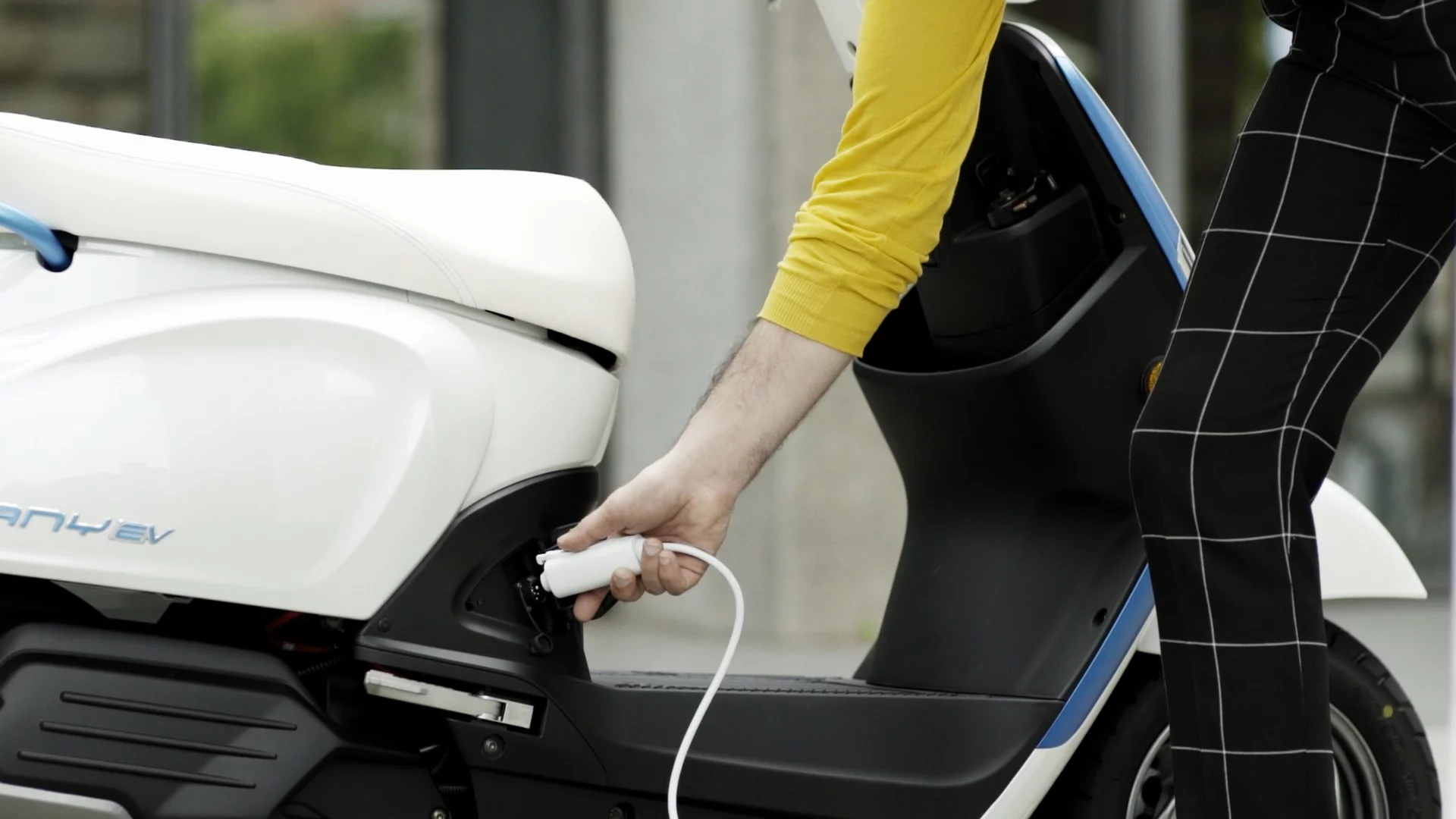 The 2018 KYMCO Ionex can be charged conventionally by plugging to any wall outlet