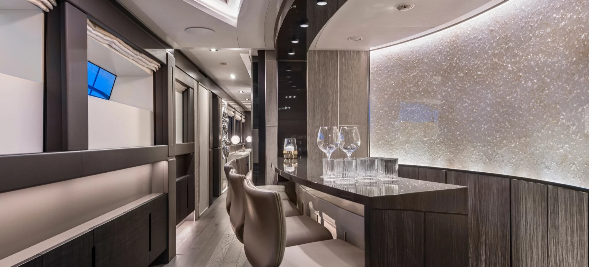 A look below the deck of the Pershing 140 superyacht