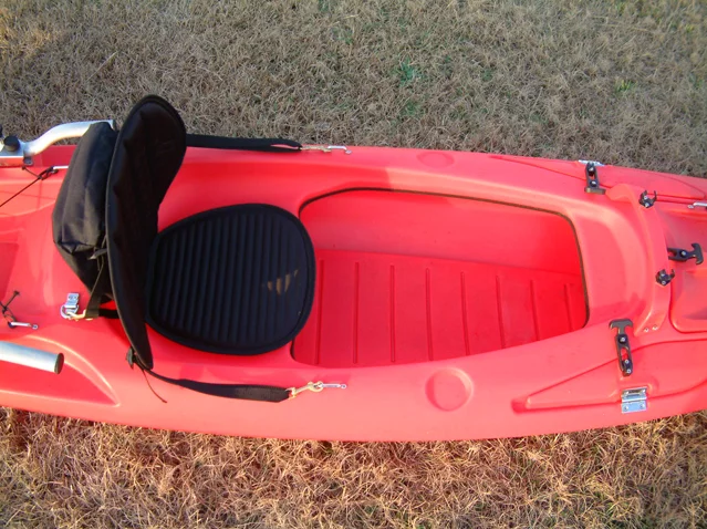 The open-top kayak features a raised seat