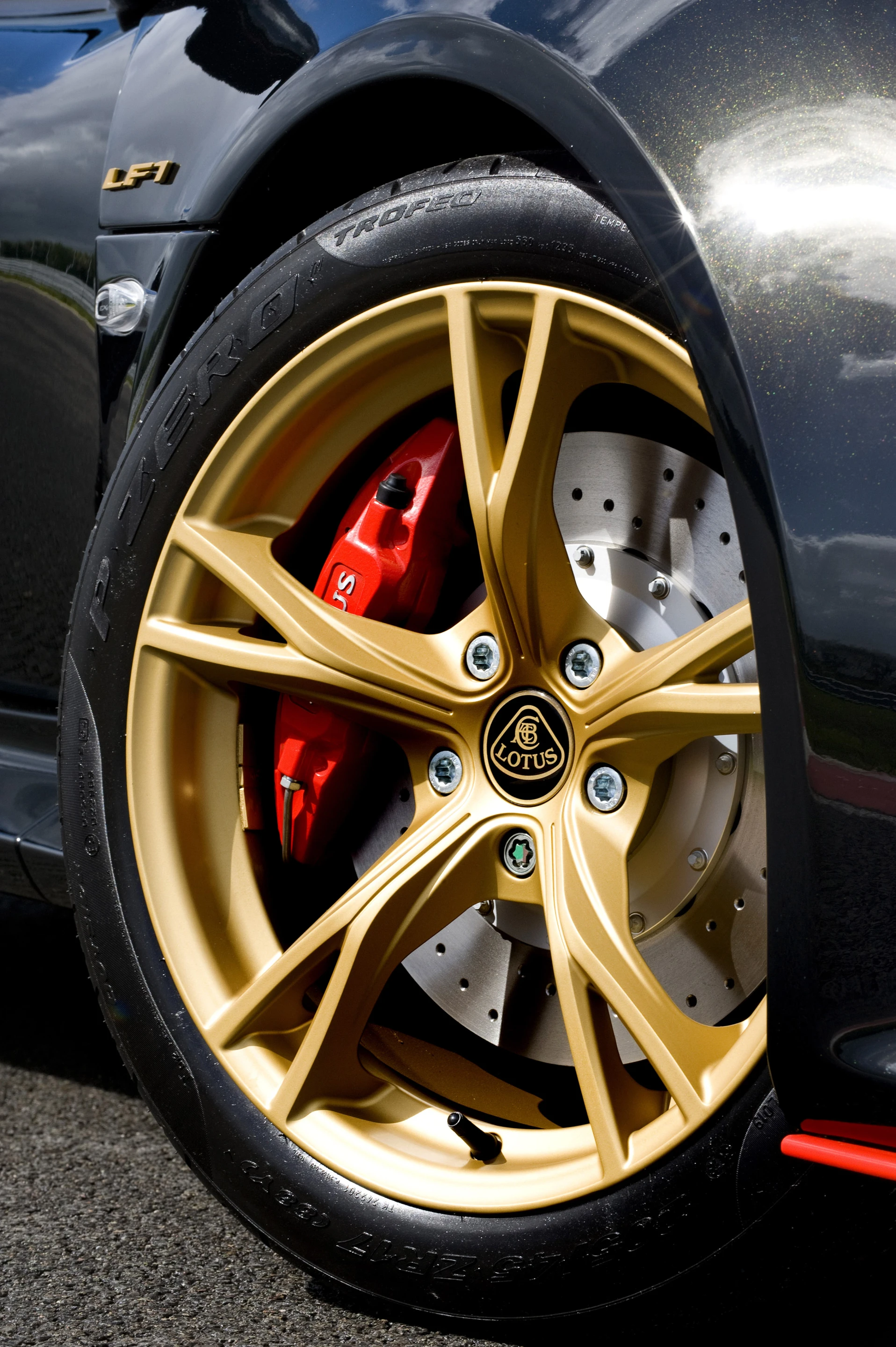 The cast alloy wheels have a gold finish