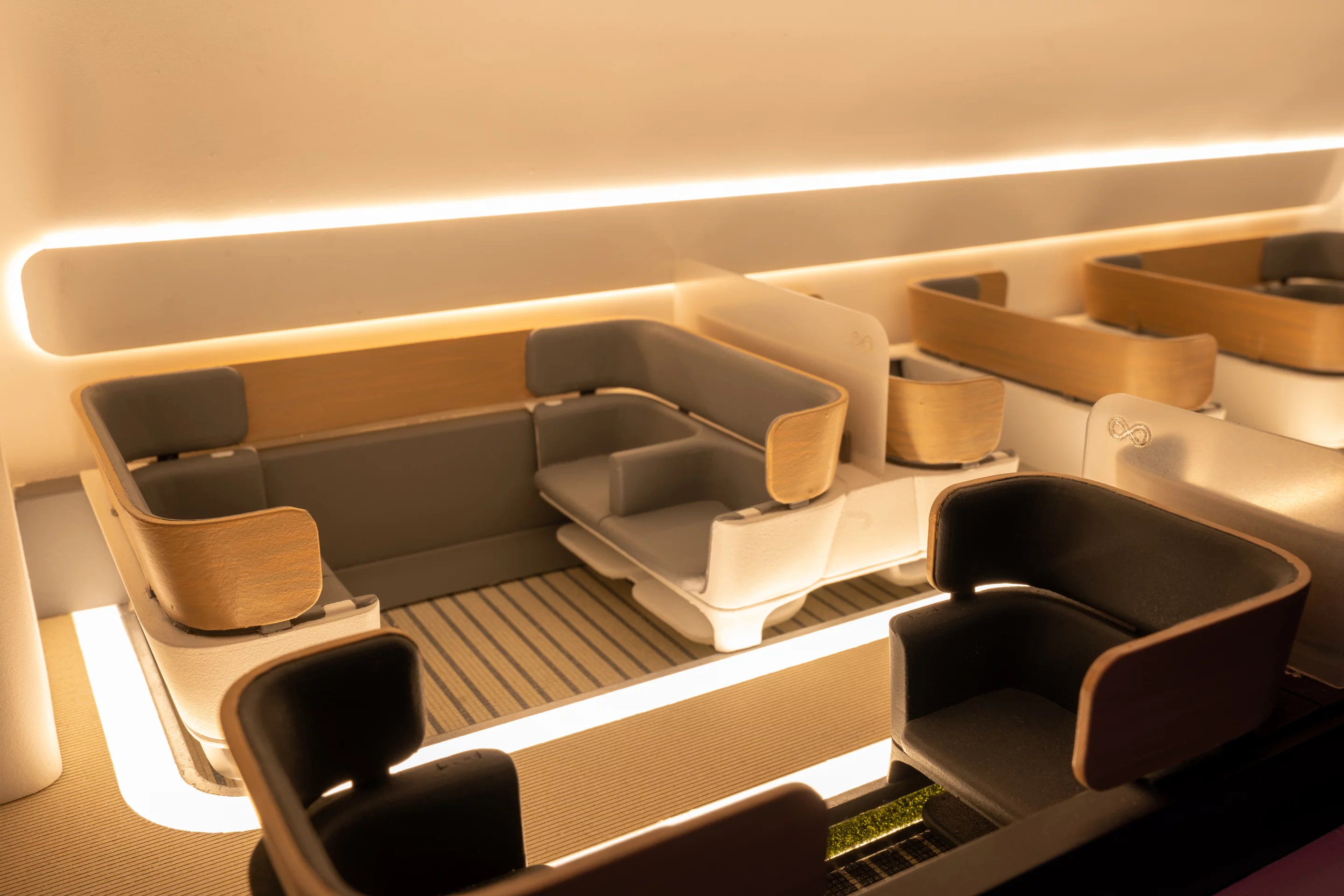 A replica of Virgin Hyperloop's passenger pod