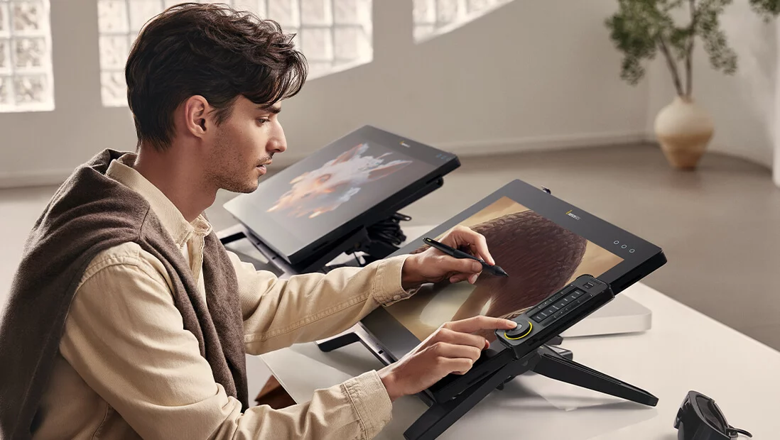 The tilt stand can be adjusted from 16 to 72 degrees using just one hand