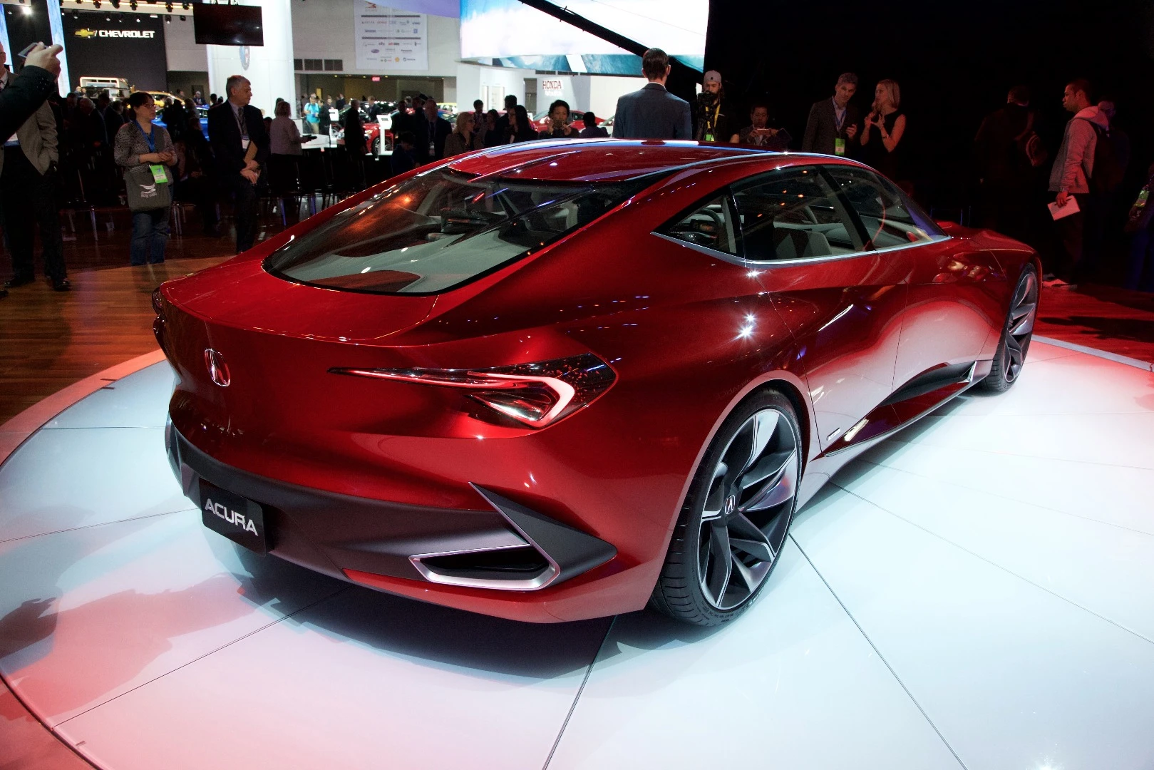 The Acura's rear lights are designed to look like they're floating