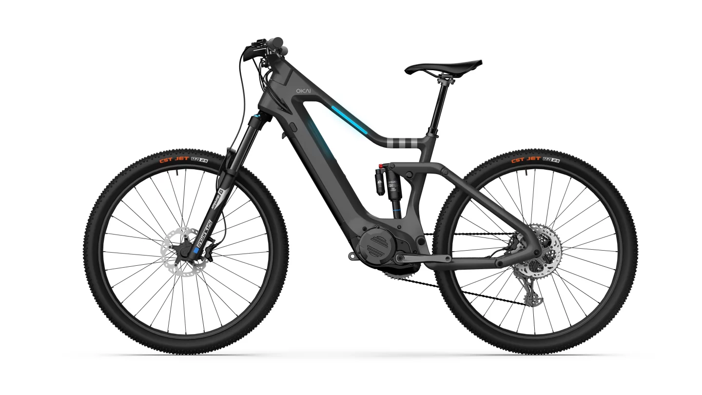 The EB20 electric mountainbike comes with a 750-W Bafang motor, torque sensing, full suspension and NFC unlocking